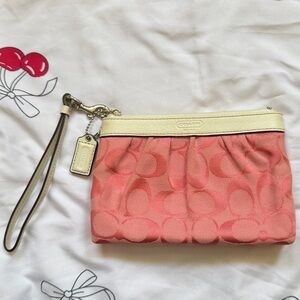 Y2K Coach Pink and Cream Wristlet Clutch